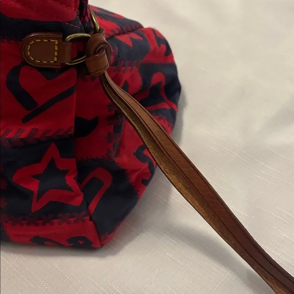 VTG Dooney & Bourke Red & Blue novelty canvas patchwork shoulder handbag NWT - Picture 13 of 15